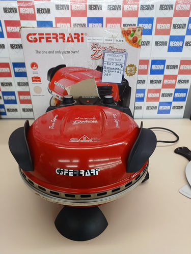 Pizza Express G3 Ferrari G10006 - Piedra refractaria única, Delizia, Horno Pizza, 1200W, 400°C, Rojo